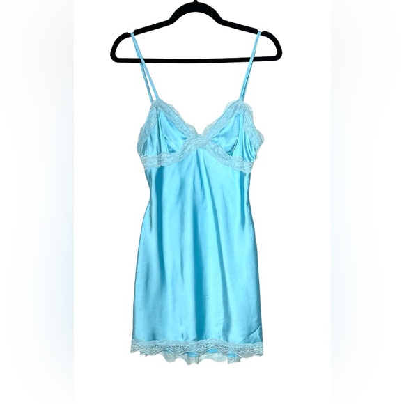 NWT Revolve X More to Come Satin Hallie Blue Mini Dress with Side Zip, Small - Picture 5 of 14